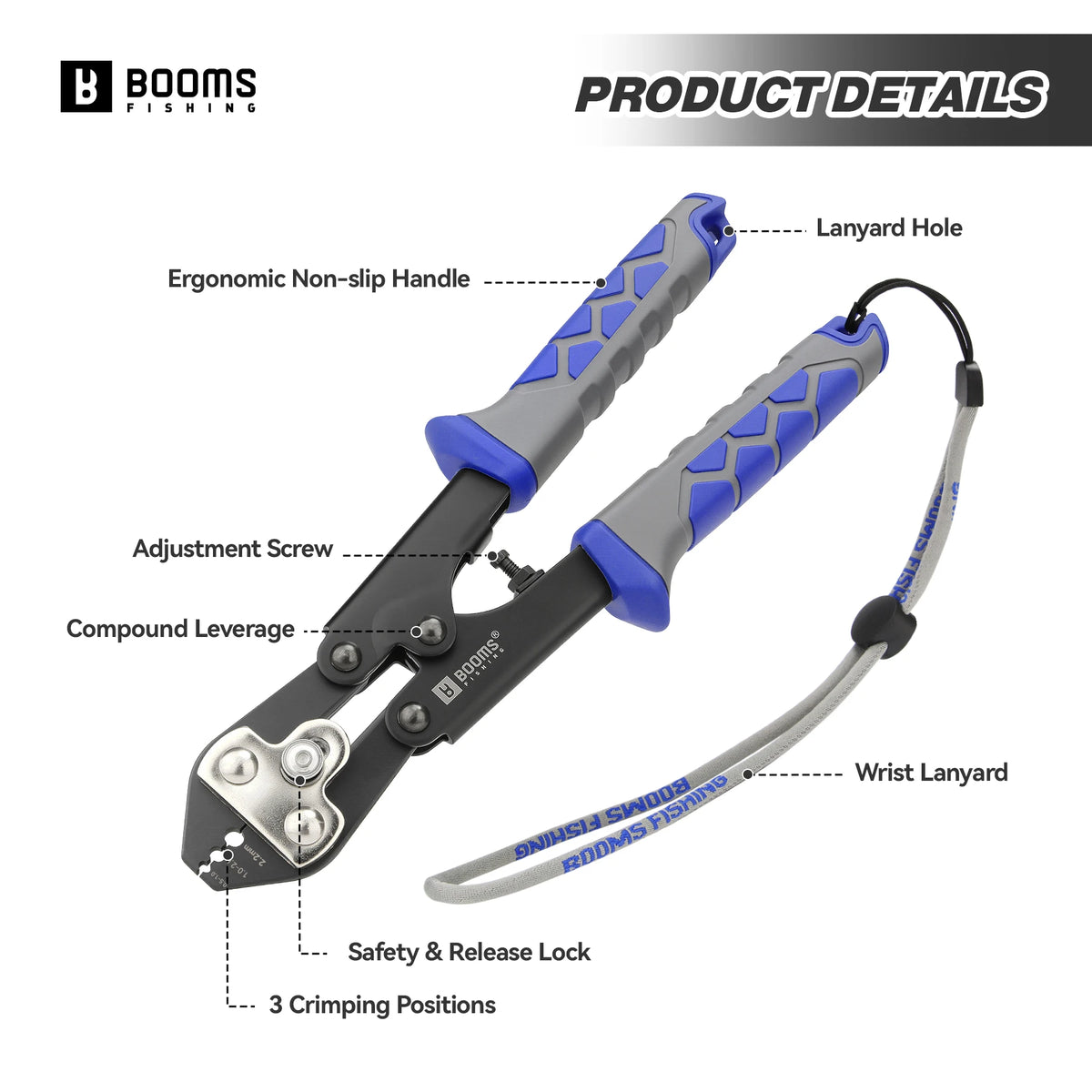 Booms Fishing XW42 Fishing Crimping Pliers Tool Suitable For the Diameter is 0.5mm to 2.2mm Steel Wire Line 8.8in Fishing Tools