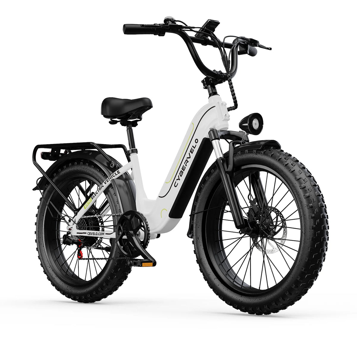 Cybervelo 26" Step-Thru Commuter, 500W Peak 48V 25Ah Detachable Battery, Long Range 7-Speed Shift Electric Bike for Adult EK7 EK10