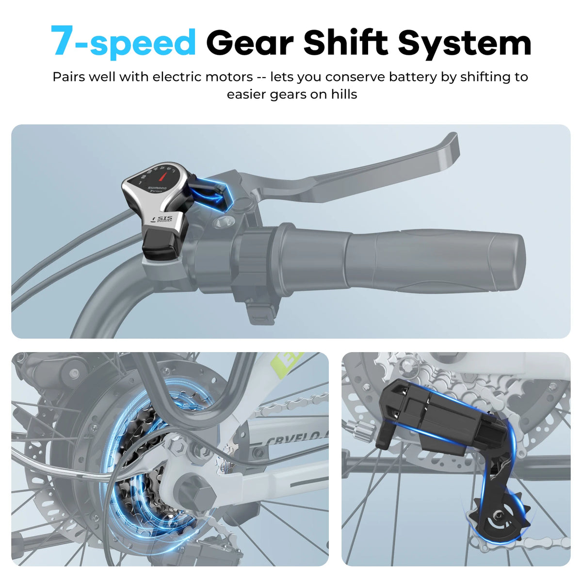 Cybervelo 26" Step-Thru Commuter, 500W Peak 48V 25Ah Detachable Battery, Long Range 7-Speed Shift Electric Bike for Adult EK7 EK10