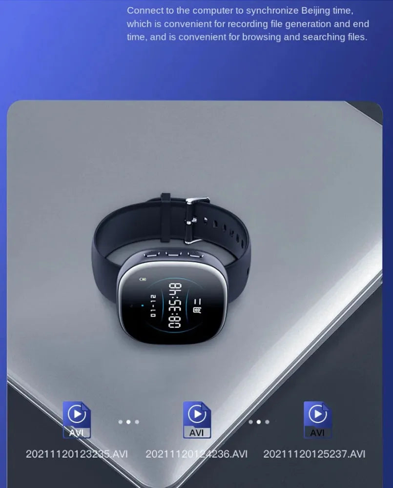 1080P Watch Mini Camera Audio Video Sound Voice Recorder Micro Smart Watch 4-128GB Sport DV Noise Reduce Recording Smart Watch