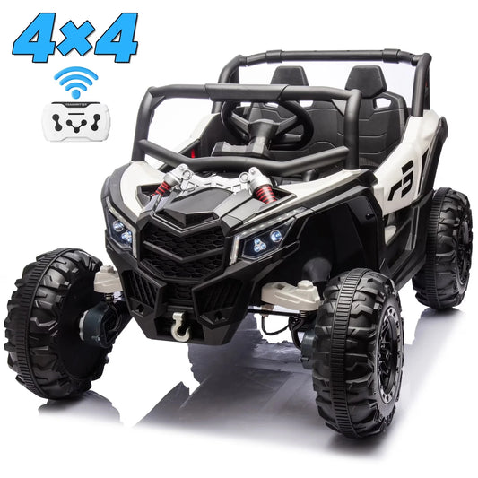 Joyracer 24 Volt Ride on Toys with Remote, 4WD Power UTV Wheels with 800W Motors, Bluetooth, Spring Suspension, LED Light, 3 Speeds, Black
