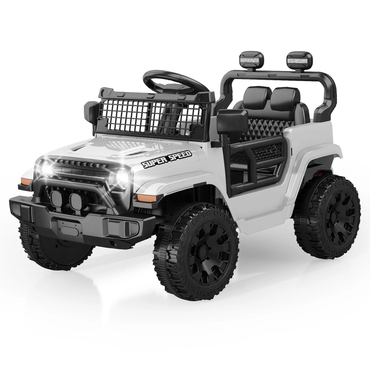 12V Ride On Car with Parent Remote Control, Electric Car with Spring Suspension, LED Lights & Music Player, Safe Battery Toy for Kids,Easy to Assemble