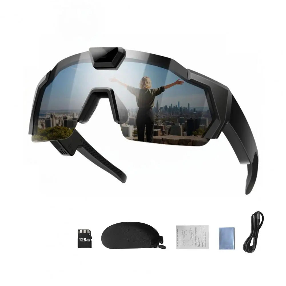 POV Glasses with Memory Card 4K Smart Baseball Sunglasses with Camera Photos Audios Videos Recording Camera Wearable Eyewear