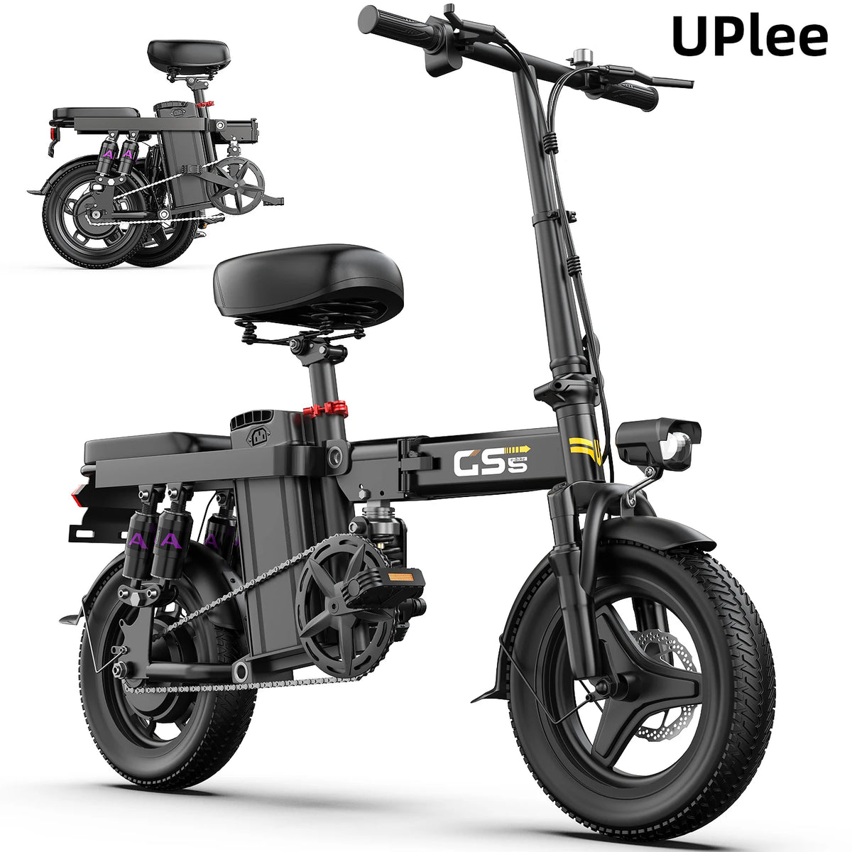 UPlee GS5 500W Peak Motor Electric Bike 48V15AH Removable Battery Electric Bicycle 14Inch Folding Multiple Shock Absorbers E-Bike