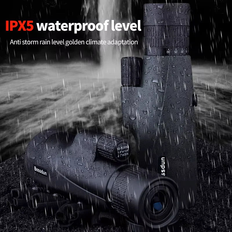 10-30x50 HD Zoom Monocular Telescope with Tripod & Phone Adapter - Powerful Long Range for Bird Watching, Hunting, Camping