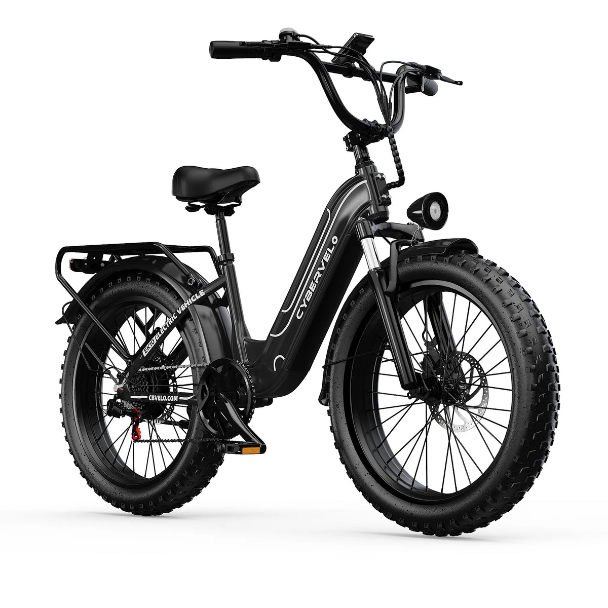 Cybervelo 26" Step-Thru Commuter, 500W Peak 48V 25Ah Detachable Battery, Long Range 7-Speed Shift Electric Bike for Adult EK7 EK10