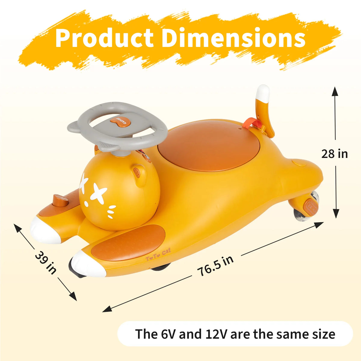 Cat-Shaped 6V Electric Wiggle Ride-On Car for Kids – Twin Seater, Low-Speed 2MPH, 7Ah Battery, Anti-Tip, Light-Up wireless Wheels – Indoor/Outdoor Toy, Boys & Girls