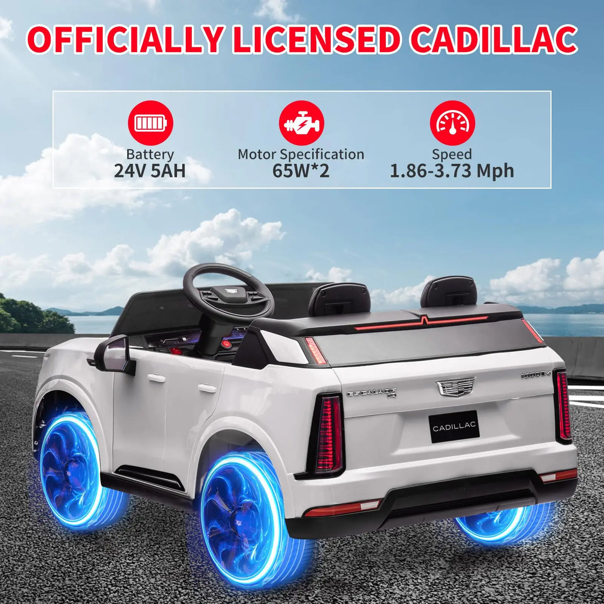 24V 2 Seat Kids Electric Ride On Car With 2.4G Parent Remote, Dual 130W Motors, Spring Suspension, LED Lights, Music Truck Toy