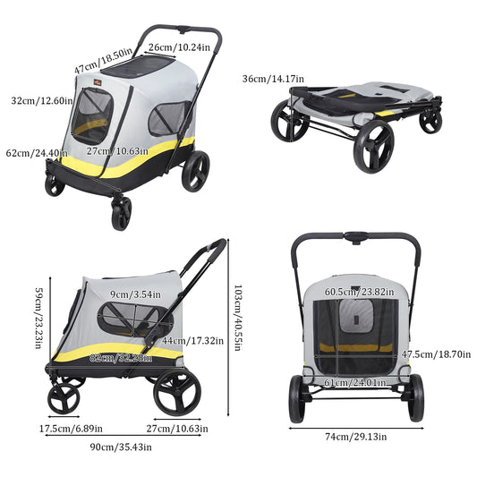 Portable Dog Stroller for Small Medium Dog Dual Entry Pet Stroller All Terrain Wagon Cart