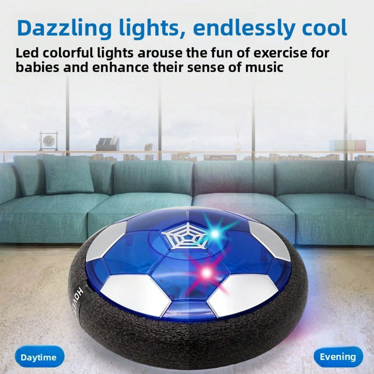 Rechargeable Hover Soccer Ball Toy Set with 2 Goals, LED Light Air‑Powered Floating Football with Soft Foam Bumper, Indoor Sports Game Toy for Kids