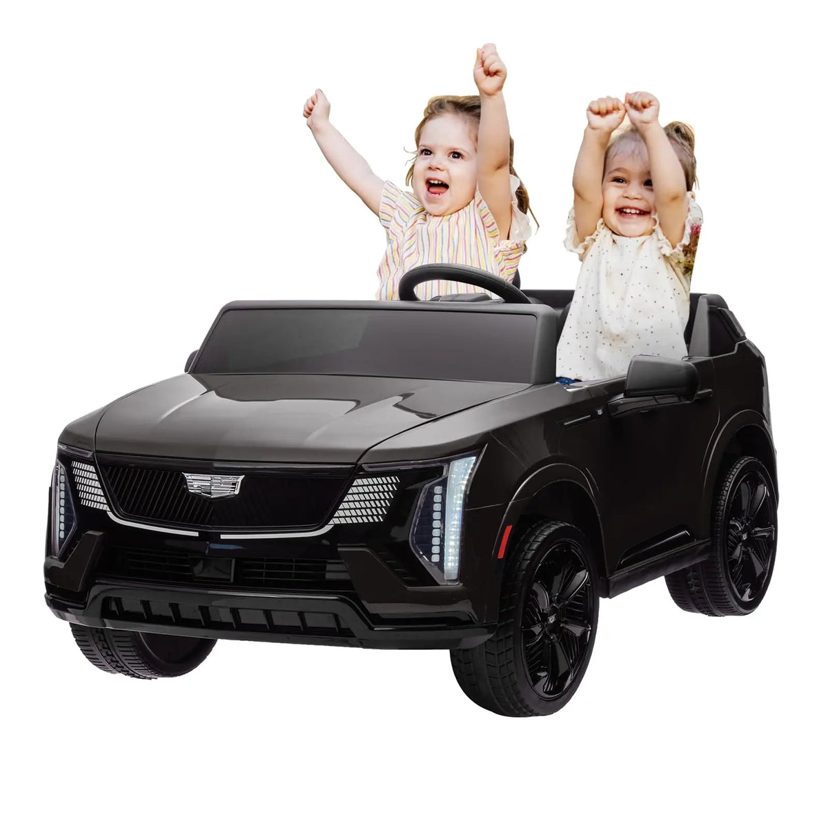 24V 2 Seat Kids Electric Ride On Car With 2.4G Parent Remote, Dual 130W Motors, Spring Suspension, LED Lights, Music Truck Toy