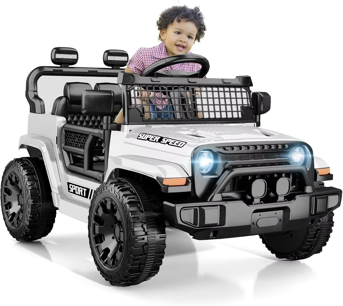 12V Ride on Car for Kids, Electric Car with Parent Remote Control, Spring Suspension, LED Lights & Music Player, Easy to Assemble