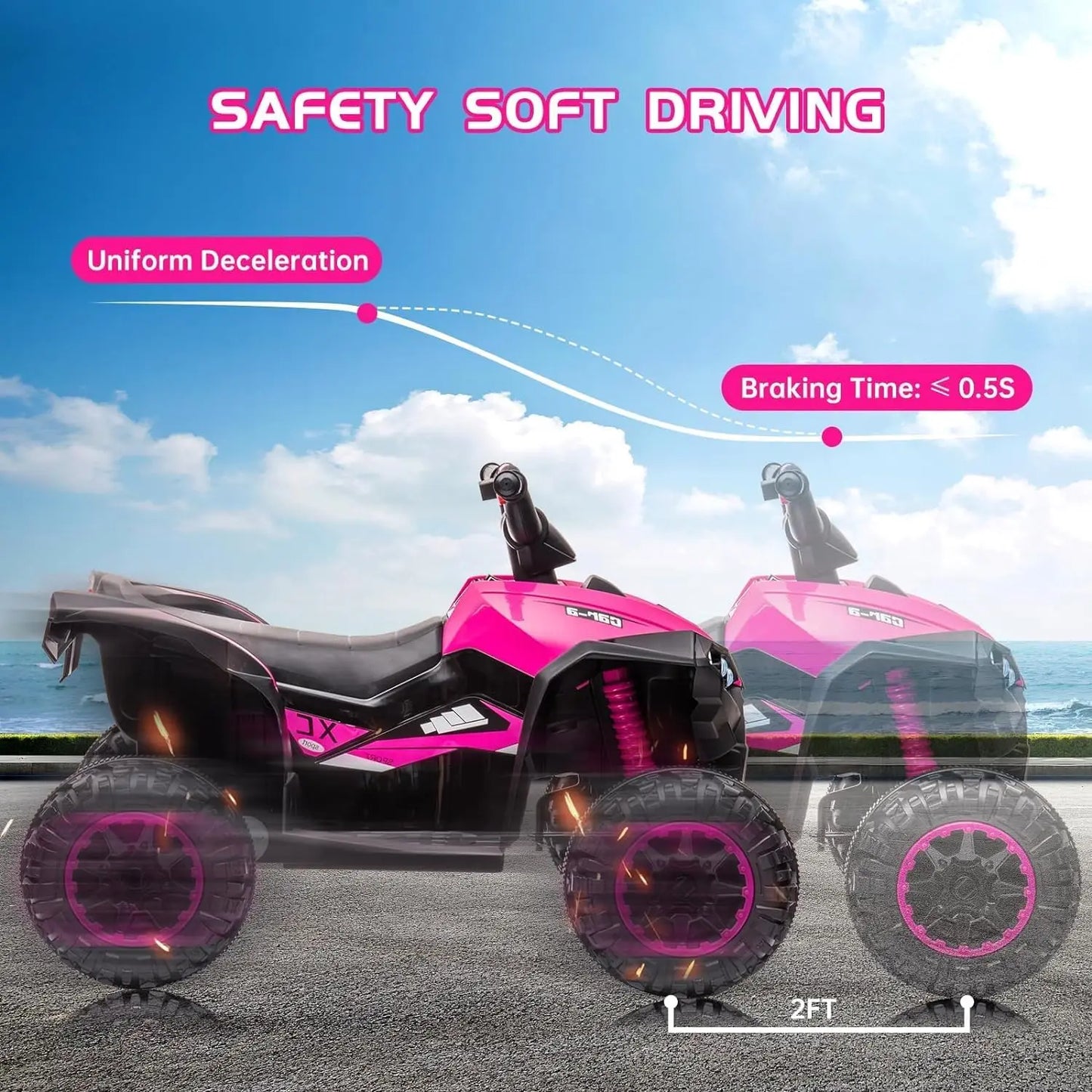 TWISTER.CK Pink 12V Electric Ride-On ATV for Kids – 4-Wheeler Quad with Remote Control, LED Lights, Music, High/Low Speed, USB, Battery Powered, for Toddlers Ages 3-8
