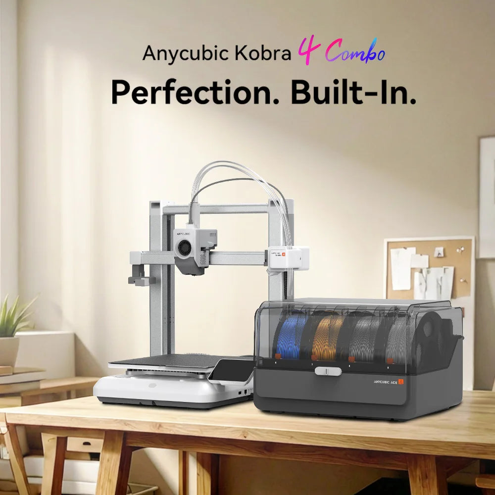 ANYCUBIC Kobra 4/Kobra 4 Combo FDM MultiColor Print in 1 to 8 Color 3D Printer With Max 600mm/s Printing Speed