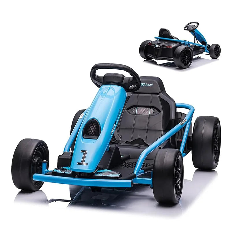Kids Electric Go Kart 24V Dual 300W Brushless Motors 8 MPH Drift Racing Car with Wide Seat EVA and Nylon Tires Battery Powered Ride On Toy for Boys Girls Ages 8 12 Red