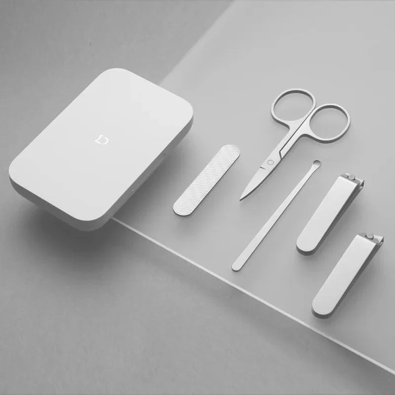 NEW MIJIA Nail Clipper Five-Piece Set White High-Quality Stainless Steel Magnetic Absorption Simple Five-Piece Set Portable