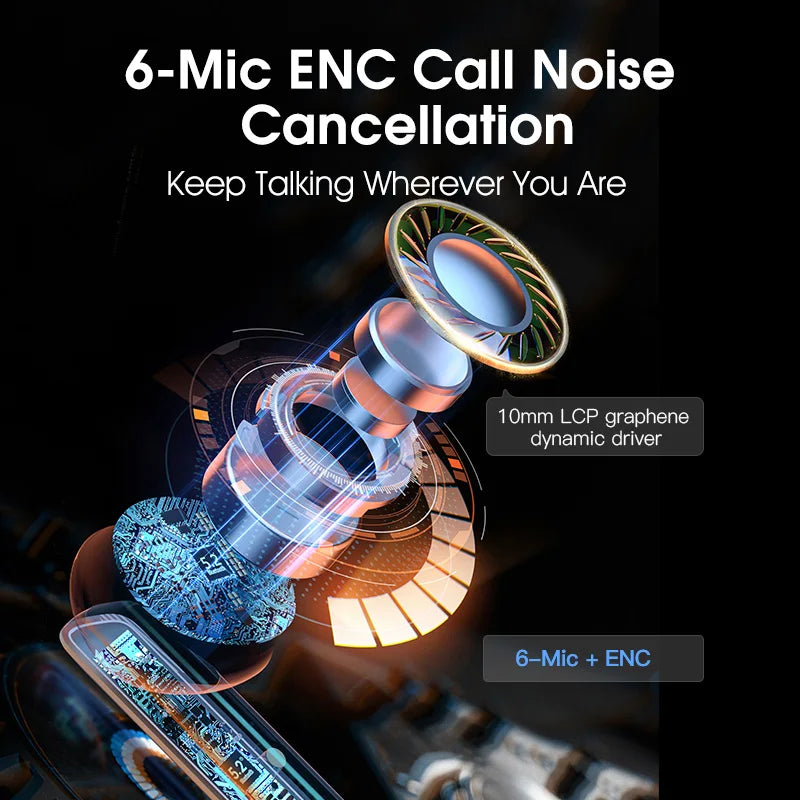 QCY HT05 MeloBuds ANC Wireless Bluetooth 5.2 Earphones 40dB Active Noise Cancellation Headset In-Ear Mics Handfree Phone Earbuds