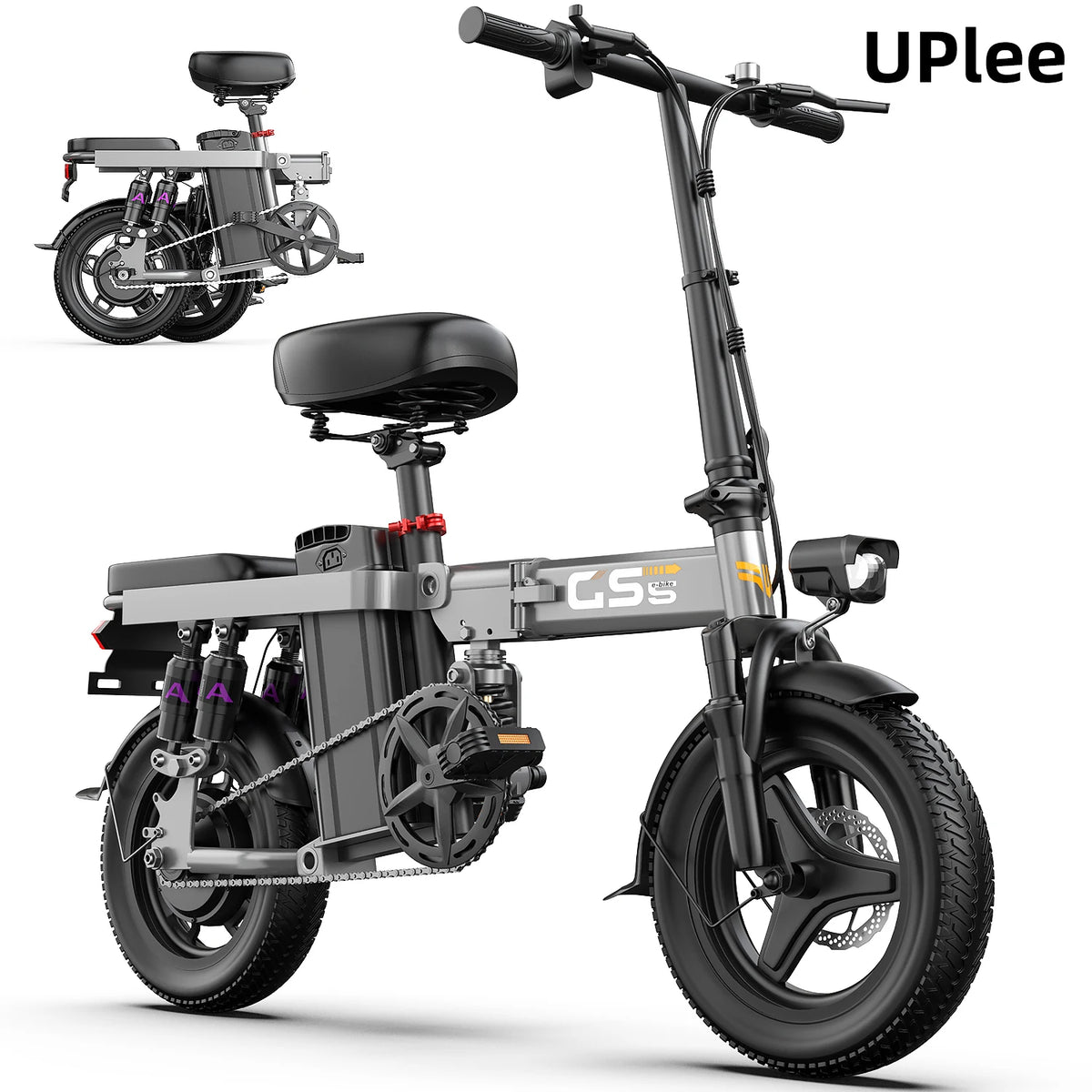 UPlee GS5 500W Peak Motor Electric Bike 48V15AH Removable Battery Electric Bicycle 14Inch Folding Multiple Shock Absorbers E-Bike
