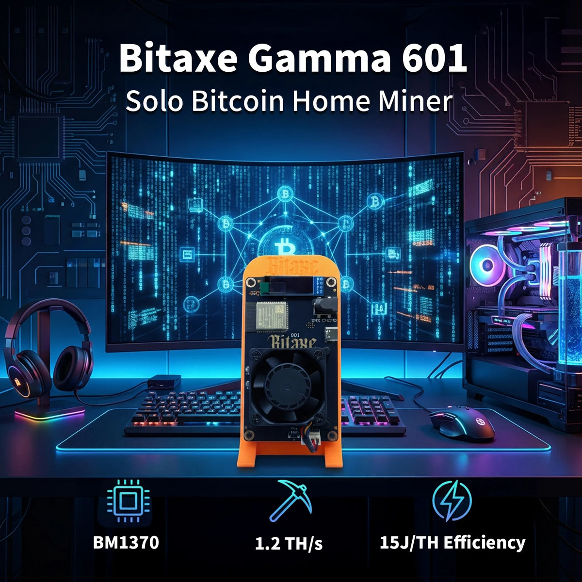 2026 Latest Bitaxe Gamma 601 Crypto Mining Machine 1.1-1.2th/s 25W Open Source Bitcoin Miner With Power Supply Bitaxe Solo Miner