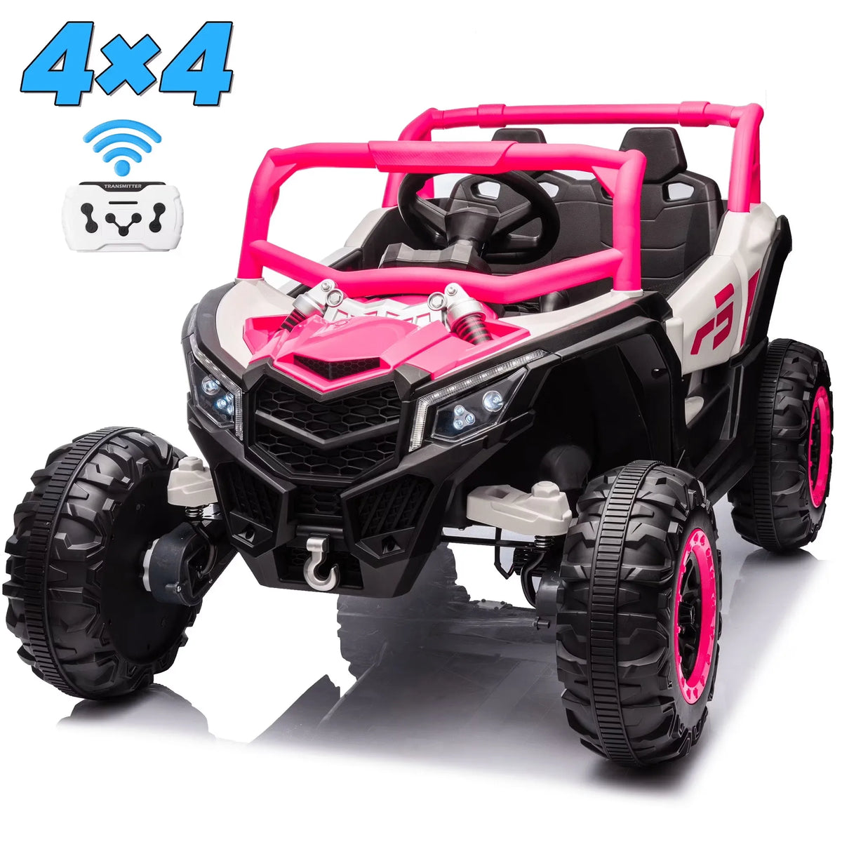 Joyracer 24 Volt Ride on Toys with Remote, 4WD Power UTV Wheels with 800W Motors, Bluetooth, Spring Suspension, LED Light, 3 Speeds, Black