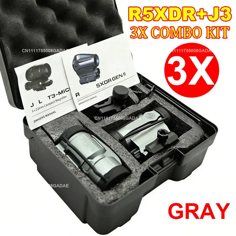 R5XDR GEN II + JULIET5 5X Combo Kit JULIET3 3X Magnifier Rifle Holographic Red Dot Sightscope Flip to Side 20mm Picatinny Mount