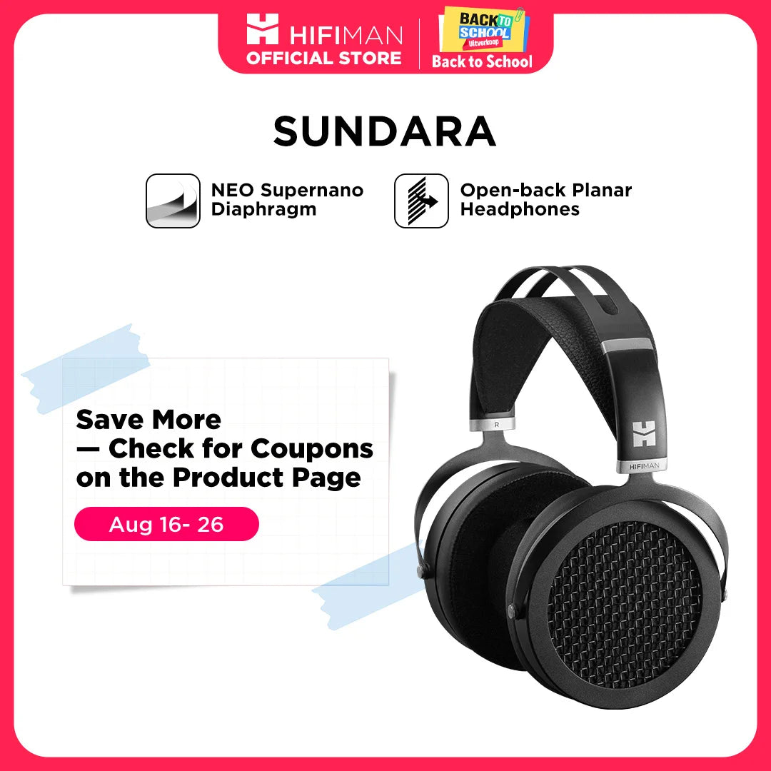 HIFIMAN SUNDARA Over-Ear Full-Size Planar Magnetic Headphones (Black) with High Fidelity Design Metal Casing