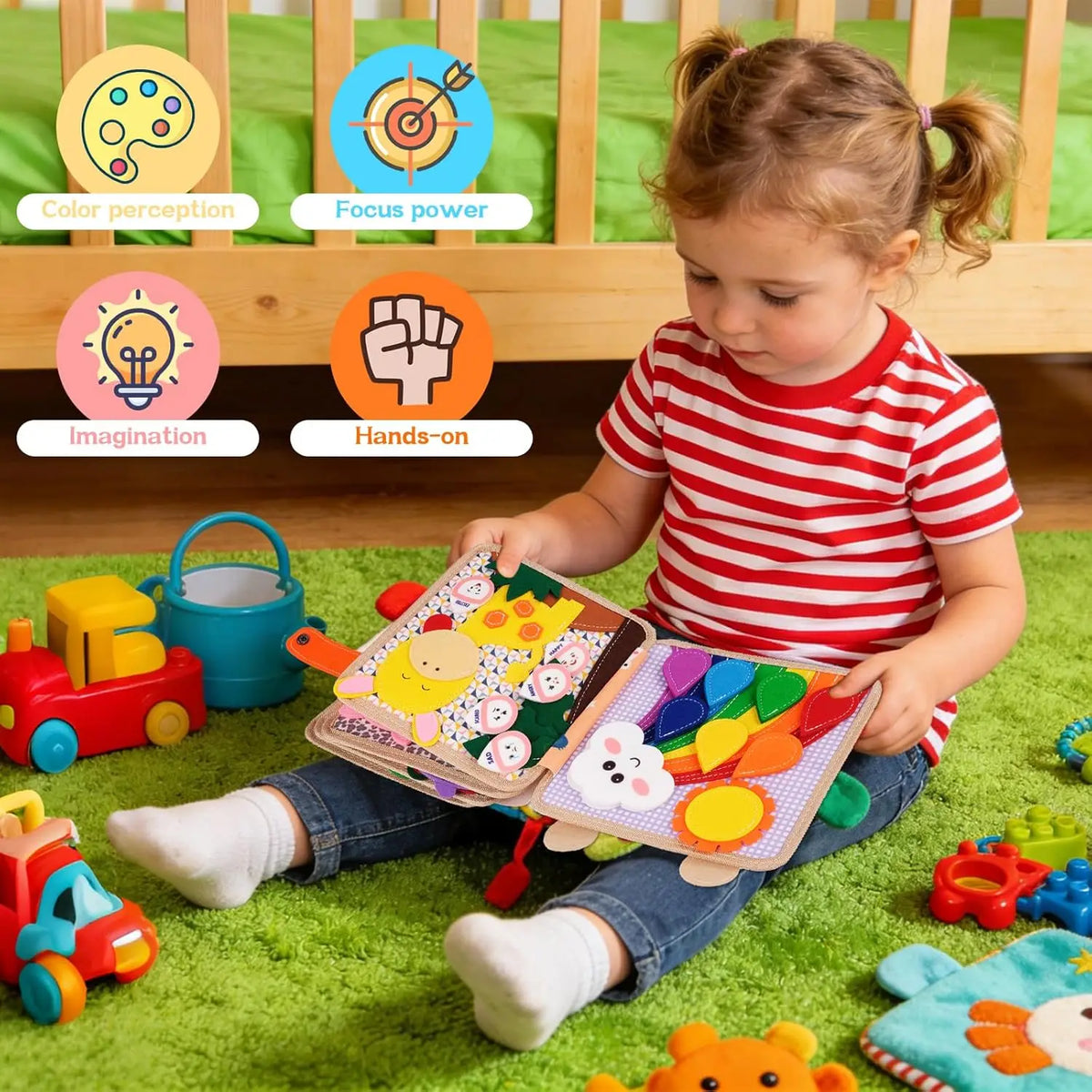 Children's baby Early Education Intelligence Learning baby Toys Felt Learning Board, Busy Board, Busy Book, Cloth Book, Including Life Skills, Alphabet, Numbers, Shapes Colors, Animals, Weather, Toddler Travel Toys, Birthday