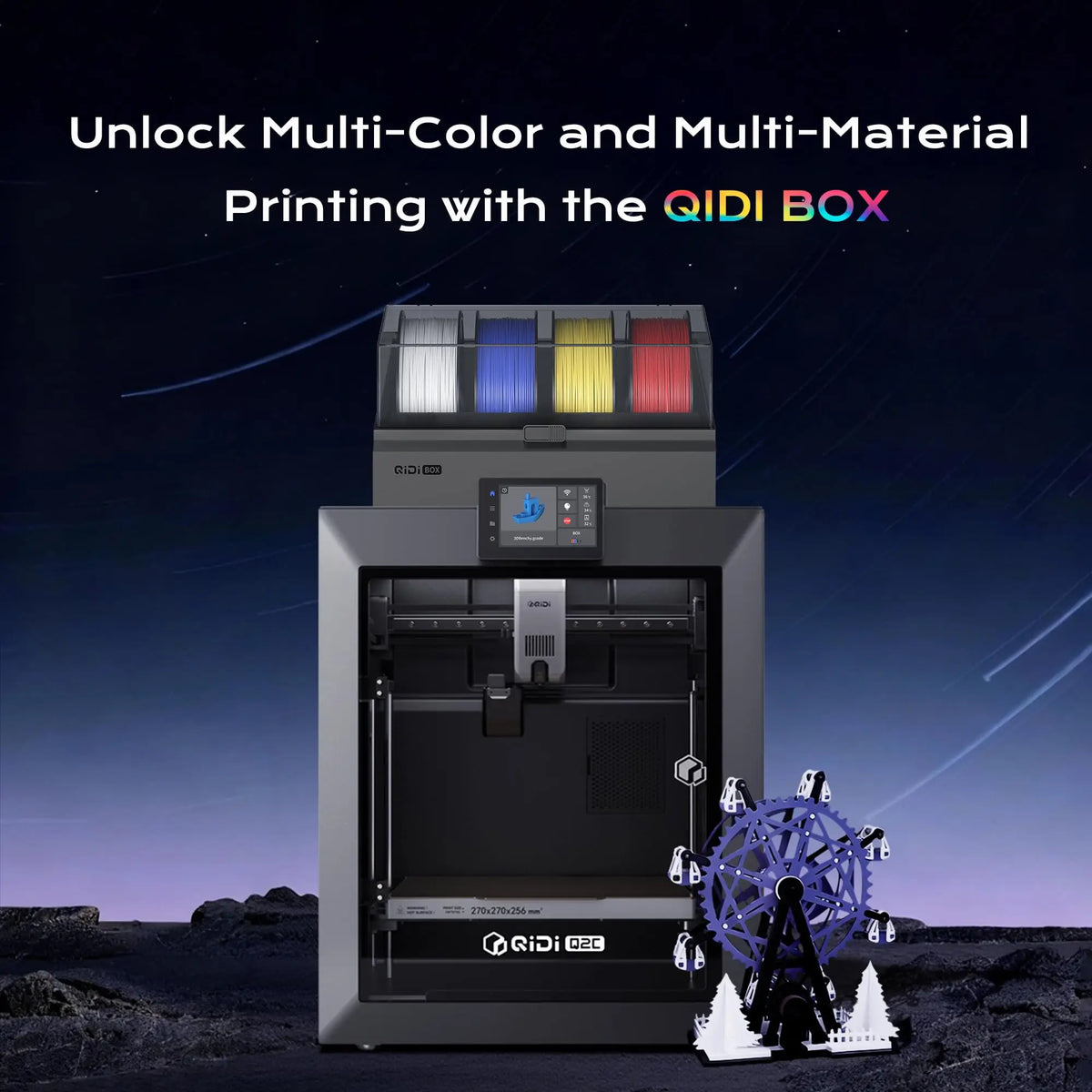 QIDI Q2C 3D Printer 600mm/s High Speed CoreXY 370°C FDM Printer 270×270×256mm + 1KG Free Filament