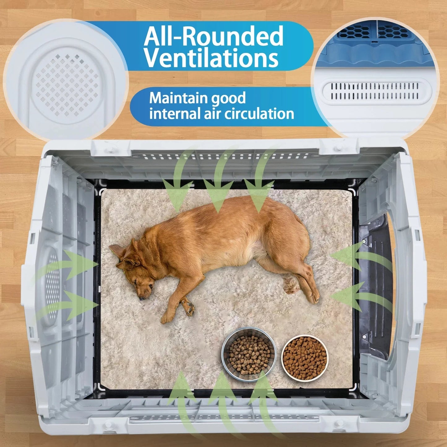 26.8'' Folding Medium Dog House Plastic with Adjustable Skylight & Elevated Base