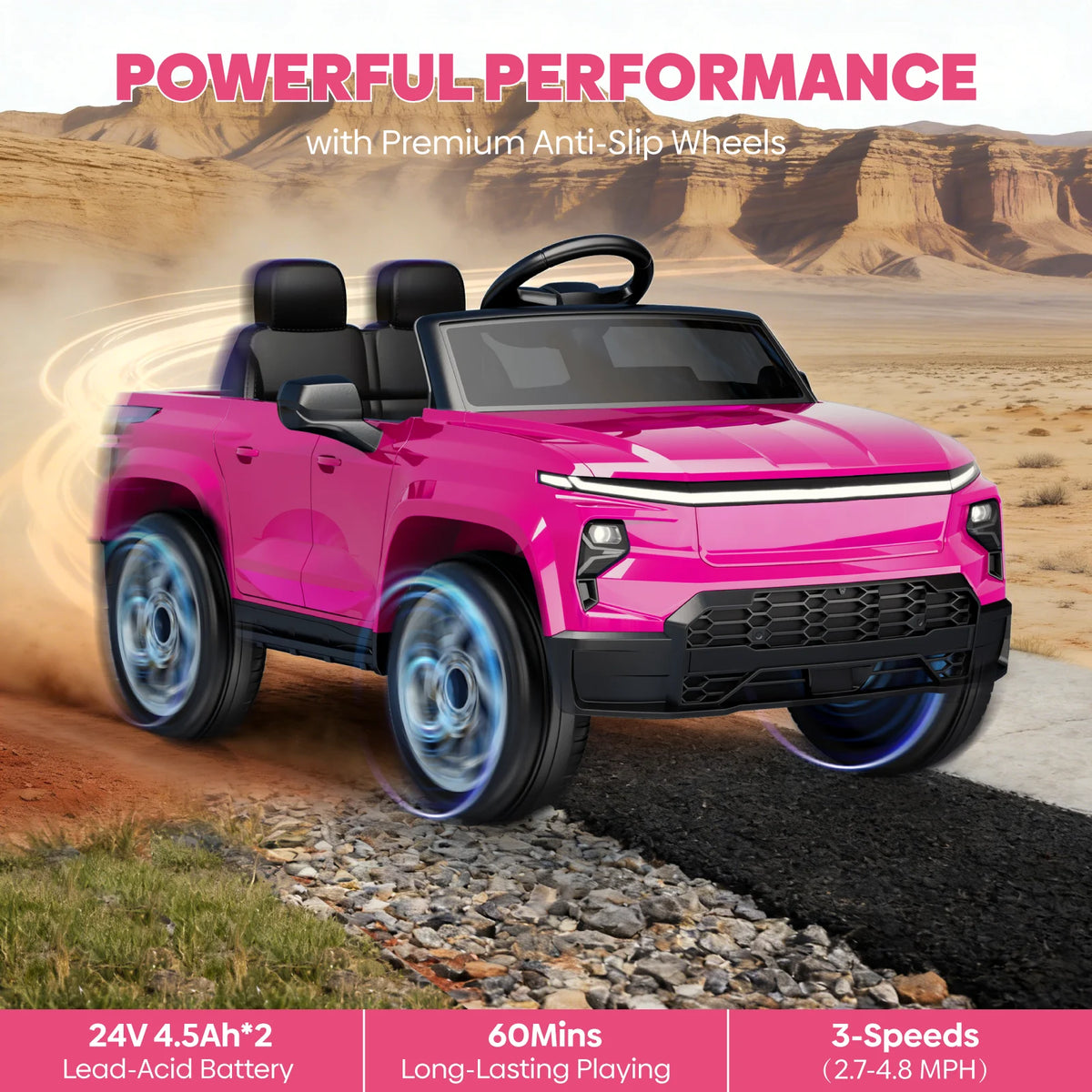 24V Licensed Chevrolet Silverado Electric Car for Kids, Ride-On Truck with Parent Remote Control, Soft Start, 3 Speeds, Music Player, Seat Belts