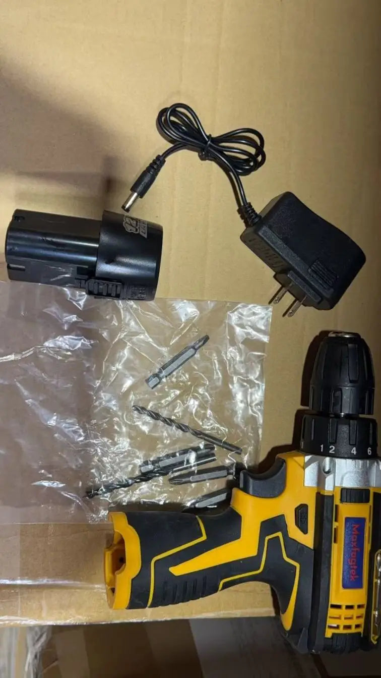 DIY Repair Power Tool Mini Portable 12V Cordless Impact Drill Driver 3/8 Inch Chuck Portable Mini Wireless Electric Screwdriver Rechargeable Lithium Ion Power Hand Drill Adjustable Speed Compatible with MT Battery Household