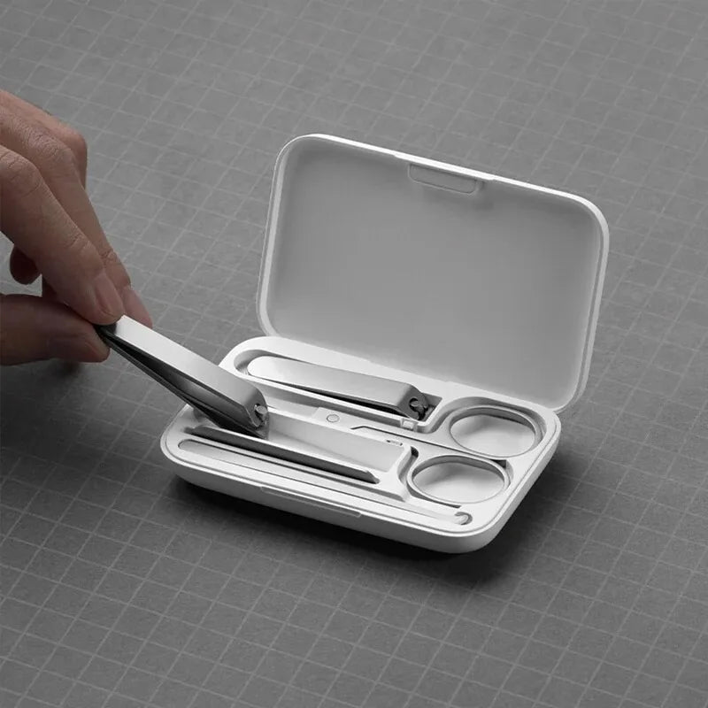 NEW MIJIA Nail Clipper Five-Piece Set White High-Quality Stainless Steel Magnetic Absorption Simple Five-Piece Set Portable