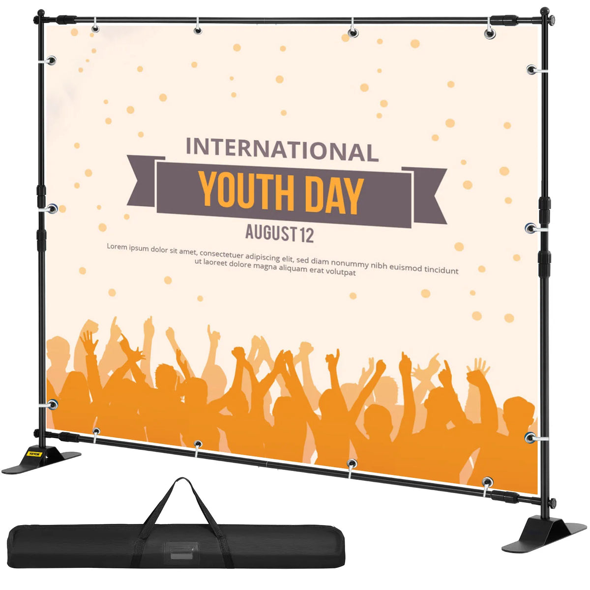 SucceBuy 2.4x2.4M Backdrop Background Stand Adjustable Telescopic Backdrop Banner Stand for Photocall Video Wedding Event Party
