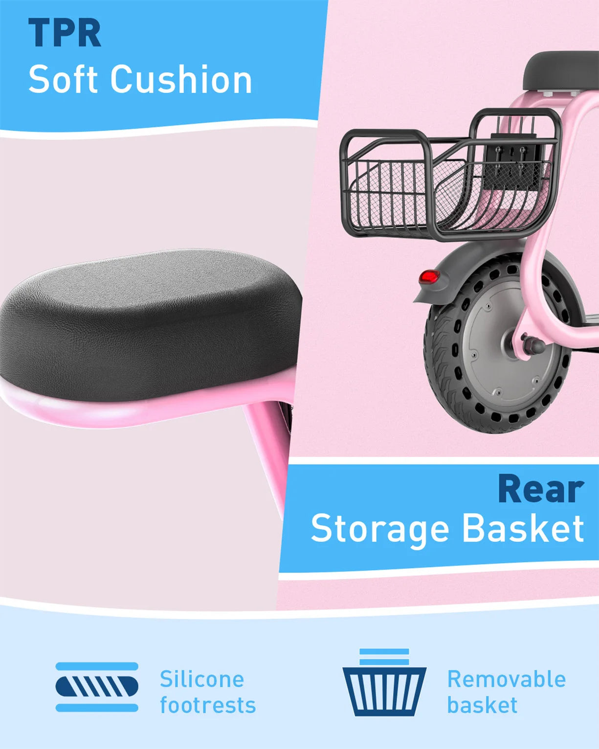 Hiboy Q2 Lite Kids Electric Scooter with Seat 100W Motor 9.3MPH Children E-Scooter UL Certified Battery LED Lights Gift for Boys Girls Ages 4-10