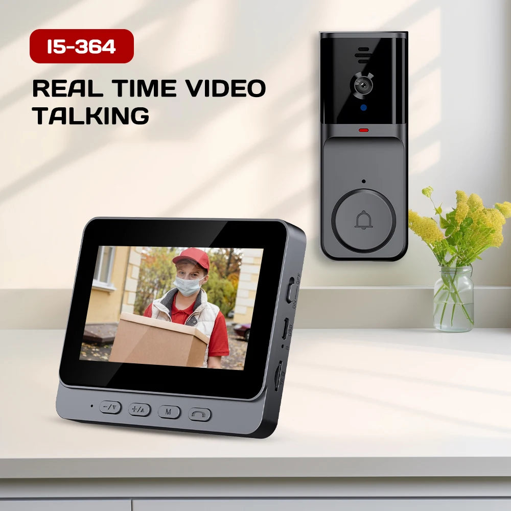 No Router Needed 2.4G Private Protocol Video Door Phone 4.3 Inch Indoor Monitor Long Standby Battery Infrared Night Vision Visitor Capture Door Bell