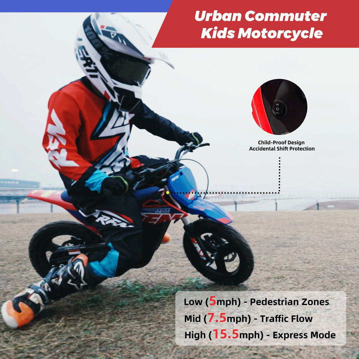 RFN Warrior Kids Electric Dirt Bike | Kids Electric Off-Road Motorcycle |  Speed Ride |Multi-Speed,Outdoor Ride for Age 3-8