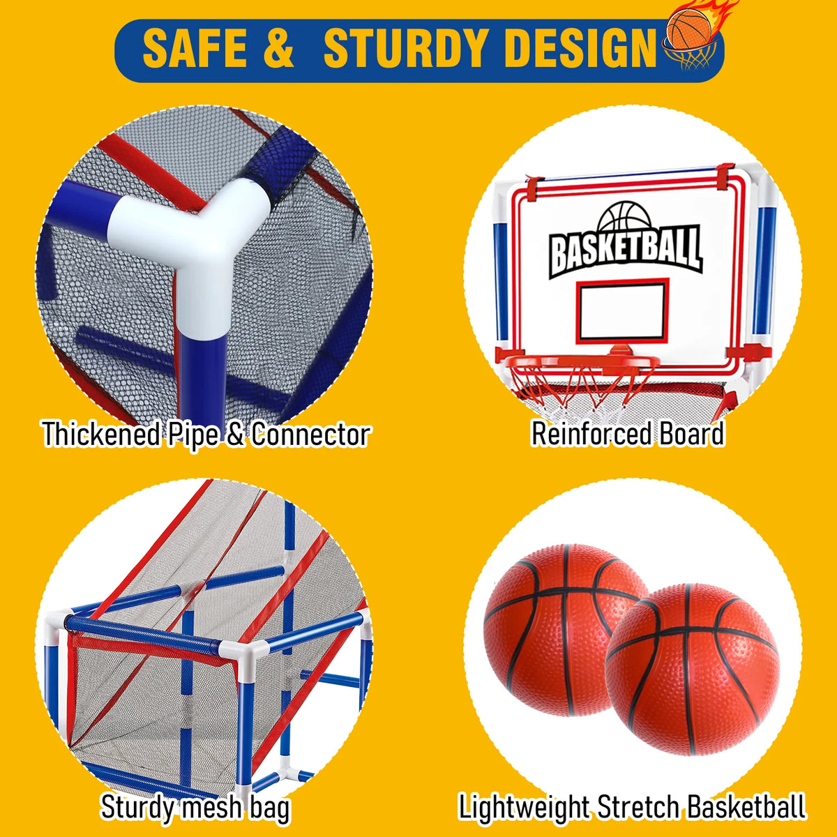 Children's basketball set indoor / outdoor mini basketball set (including basketball and portable air pump), suitable for children over 3 years old to play basketball shooting game