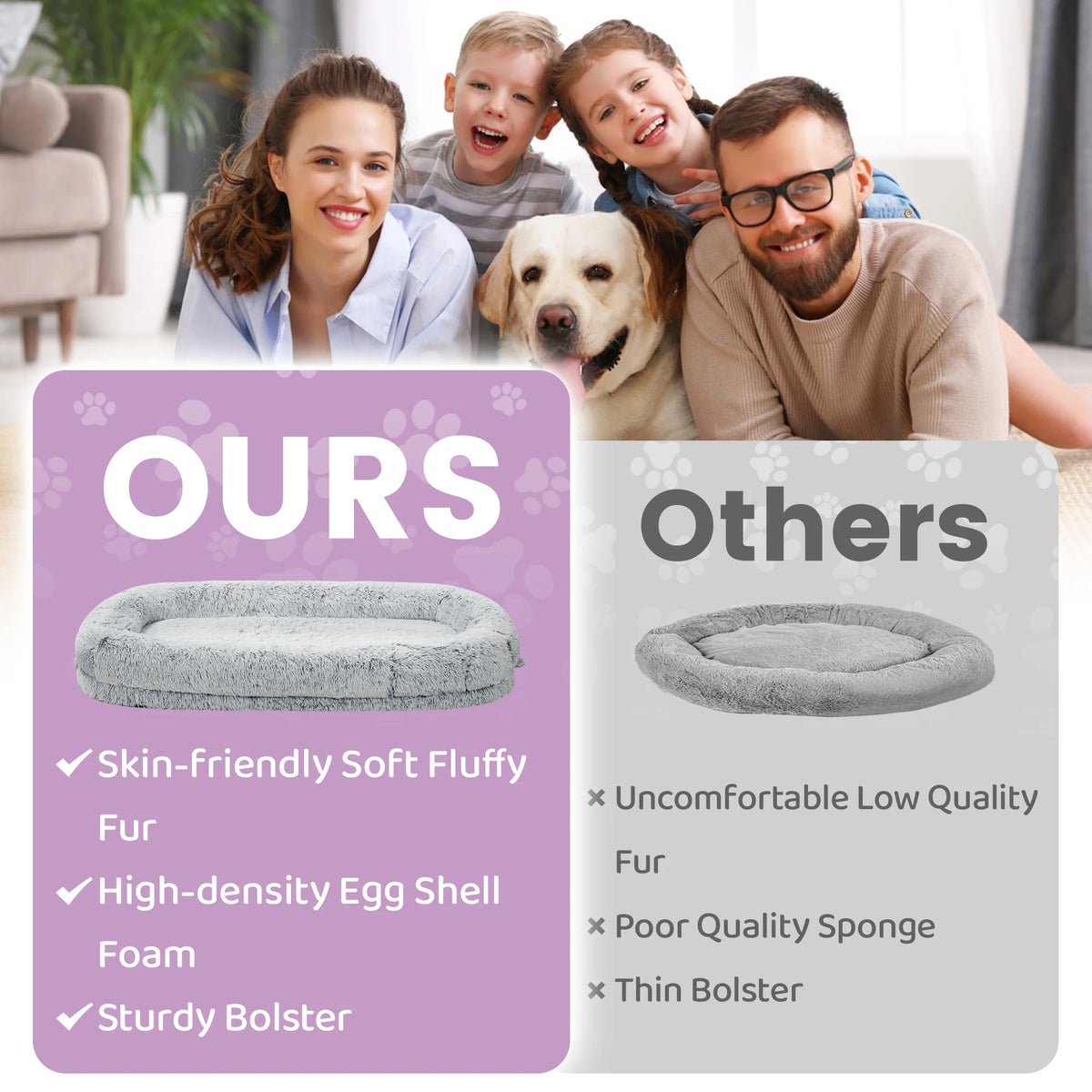 Human Dog Bed for Adults Large Human Size Dog Bed, Orthopedic Design with Removable Cover