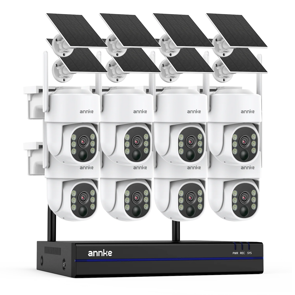 Annke 4MP Wireless PT Solar Camera 16CH NVR 2.4G&5.8G dual-band Security Camera Solar Built-in Battery wireless camera system