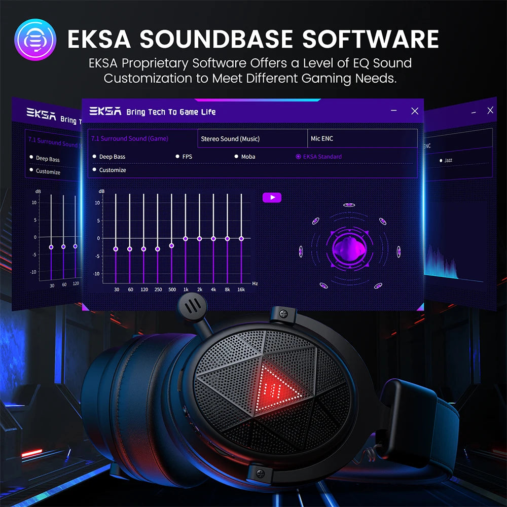 5.8GHz Wireless Headphones 7.1 Surround Sound Gaming Headset ENC Noise Cancelling Mic 15ms Low Latency 3 Mode Connection 50mm Drivers Immersive Audio Clear Voice Adjustable Mic for PC PS4 PS5 Xbox Switch