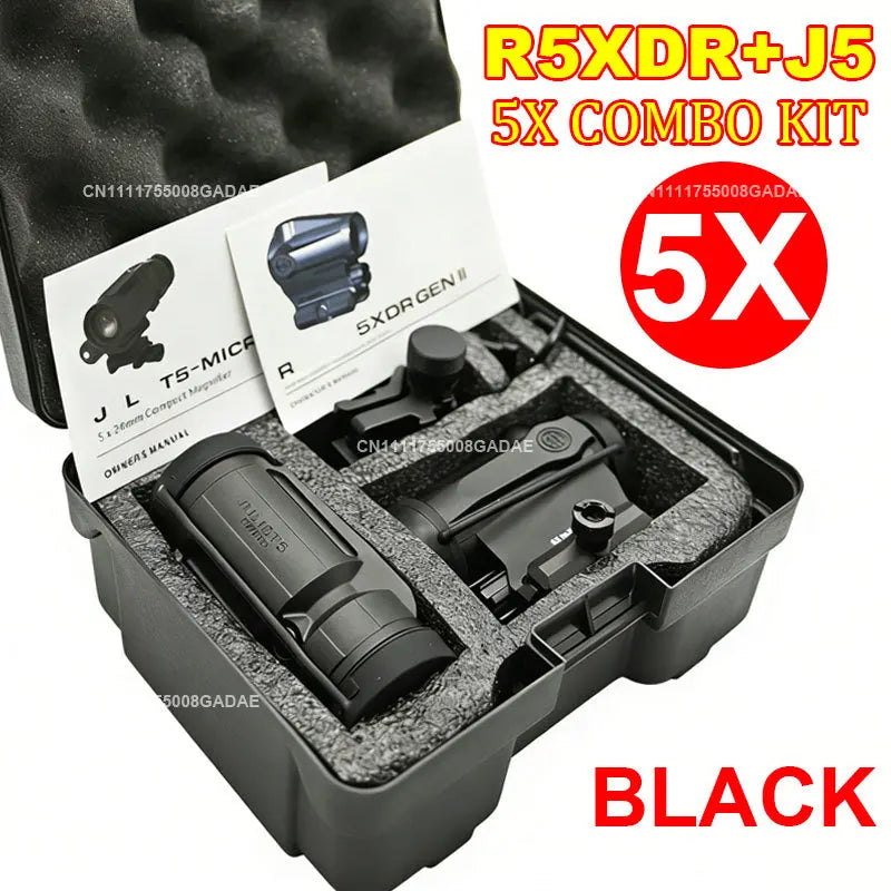 R5XDR GEN II + JULIET5 5X Combo Kit JULIET3 3X Magnifier Rifle Holographic Red Dot Sightscope Flip to Side 20mm Picatinny Mount