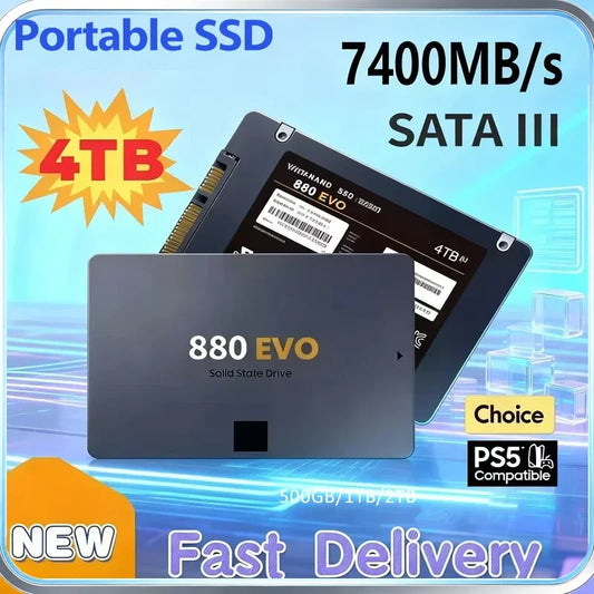 2026 Original 880 EVO Internal SSD 2TB 4TB Solid State Drive SATA 3.0 MLC 2.5 Inch for Laptop Desktop PC PS4 PS5 - New Hard Disk