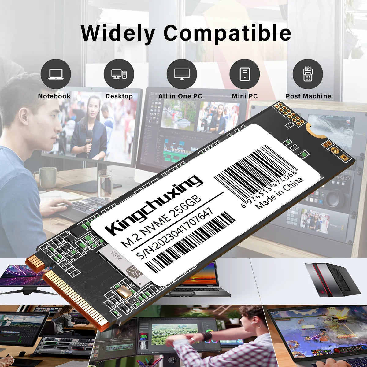 Kingchuxing SSD NVMe M.2 Hard Drive SSD 1TB M.2 NVMe SSD 512GB PCIe 3.0 Internal for Laptop Desktop SSD41504