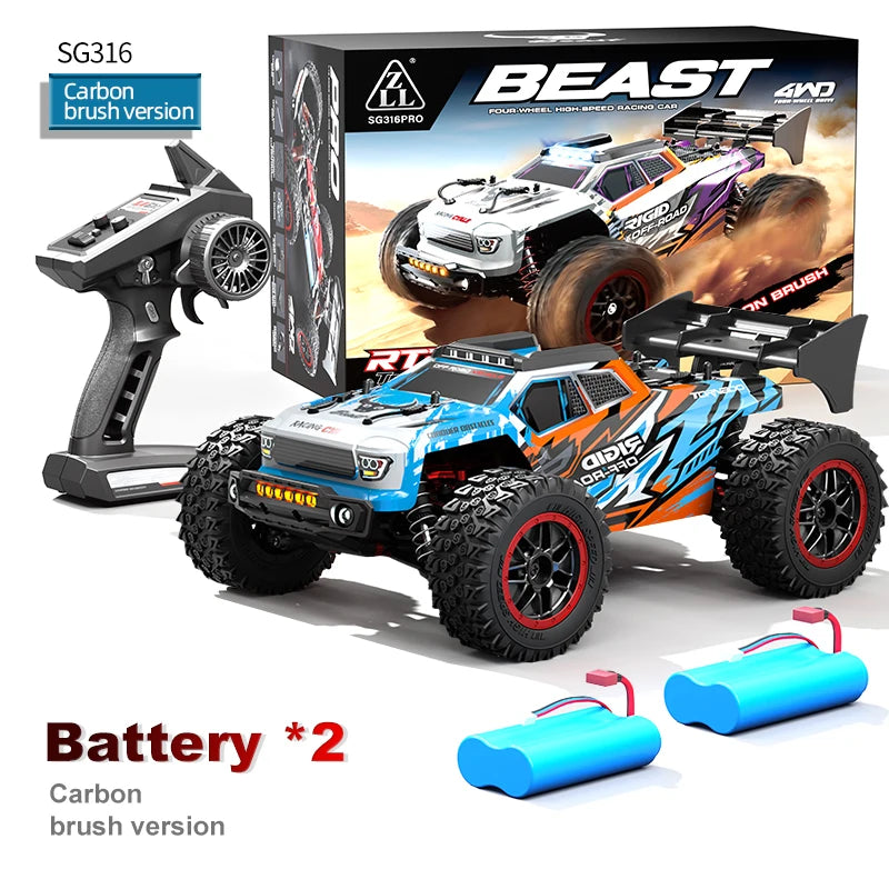 ZNLYRION RC Remote Truck High Speed Brushless Full Metal Gear Differential 2.4Ghz 300M Remote Distance LED Headlight Big Foot RC Car For Adult Hobby