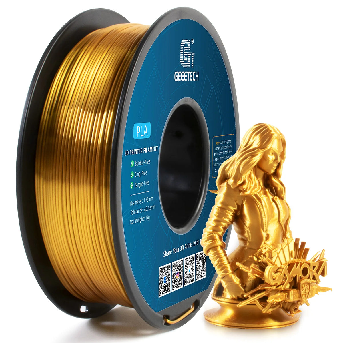 GEEETECH 3D Silk PLA Filament 1kg 1.75mm Spool Wire for 3D Printer Material, Safety, Vacuum Packaging Suitable For Bambu Lab