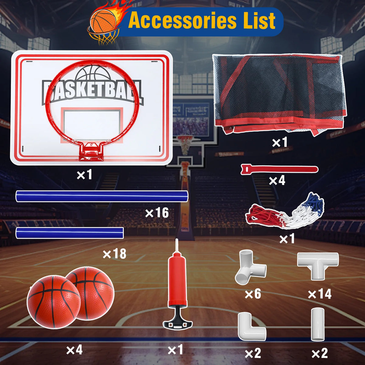 Children's basketball set indoor / outdoor mini basketball set (including basketball and portable air pump), suitable for children over 3 years old to play basketball shooting game