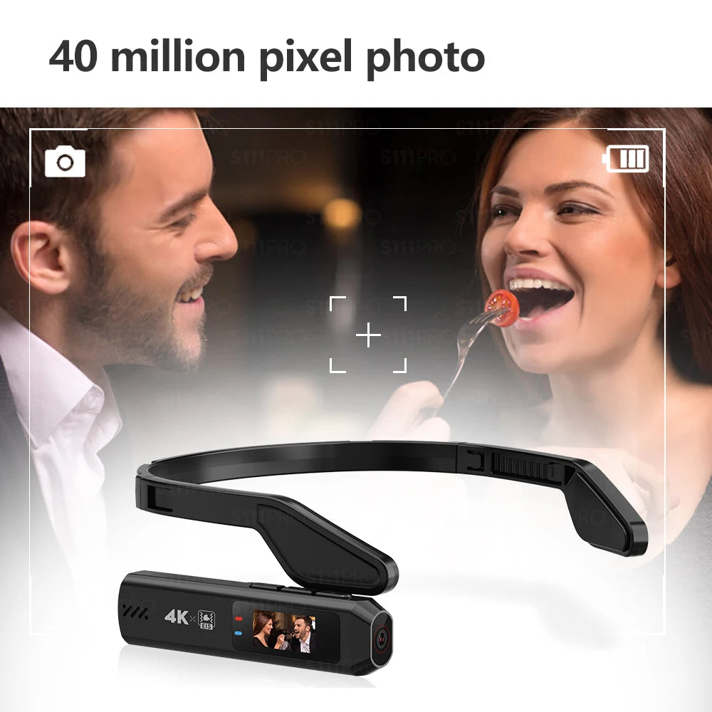 S111Pro 4K Ultra HD Glasses Camera 0.96 Inch IPS Screen WIFI APP H.264 EIS Stabilization Mode Cycling Recorder 110° Wide Angle