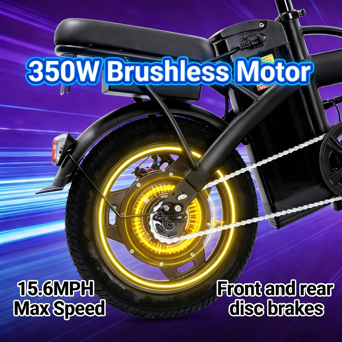 T5 14Inch Folding Electric Bike for Adult Commuters 48V 750W Peak 20MPH 18-22 Miles Range Disc Brake Lightweight E-bike