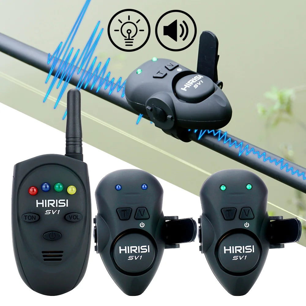 Hirisi Fishing Bait Alarm Set With Portable Case Luminous Fishing Bite Indicator Carp SV1 Fising Accessories