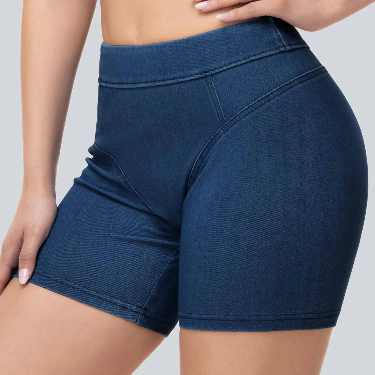 THE GYM PEOPLE Stretchy Pull On Skiny Denim Shorts for Women Scrunch Booty Lifting Jean Shorts